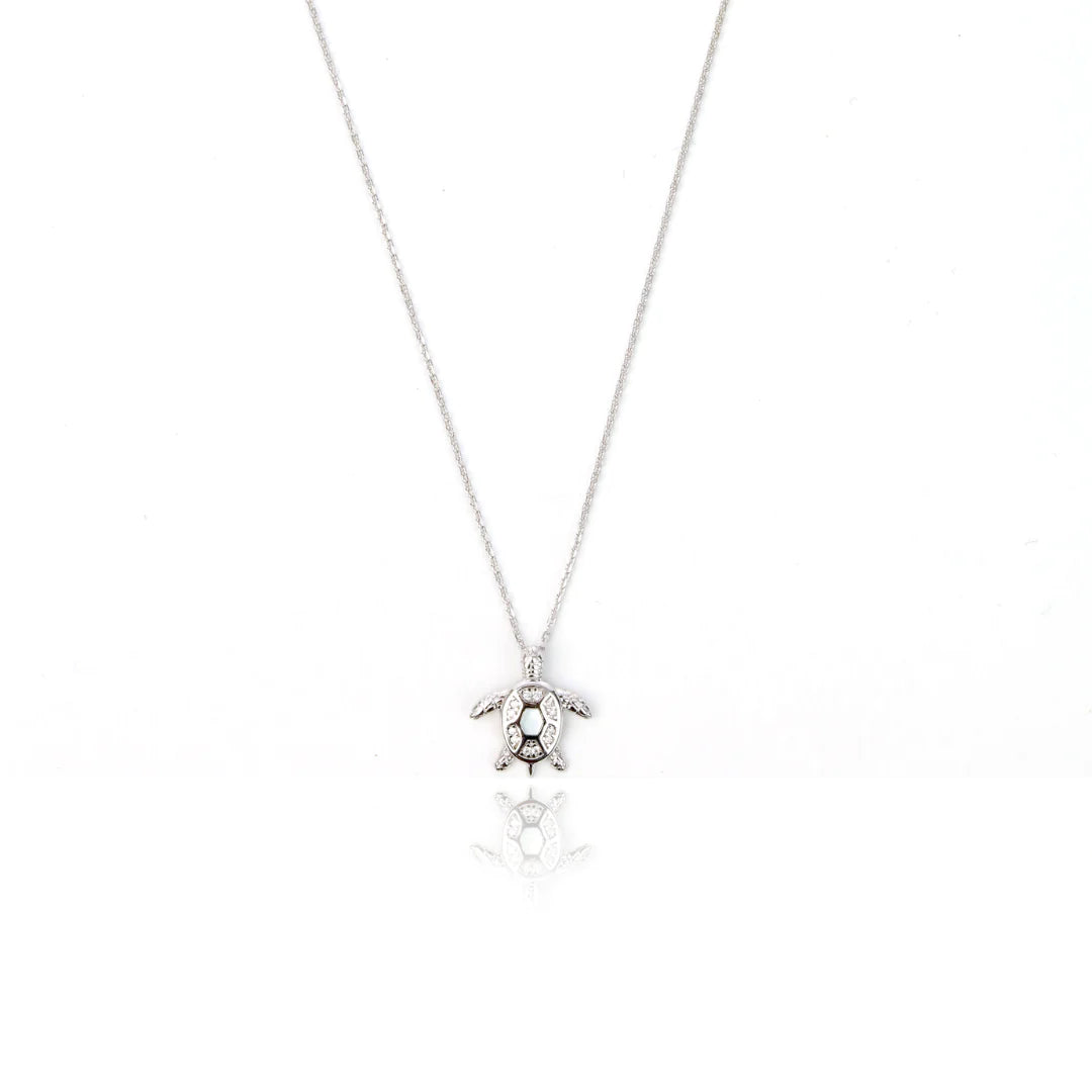 Georgini Oceans Sea Turtle Mother Of Pearl Necklace Silver