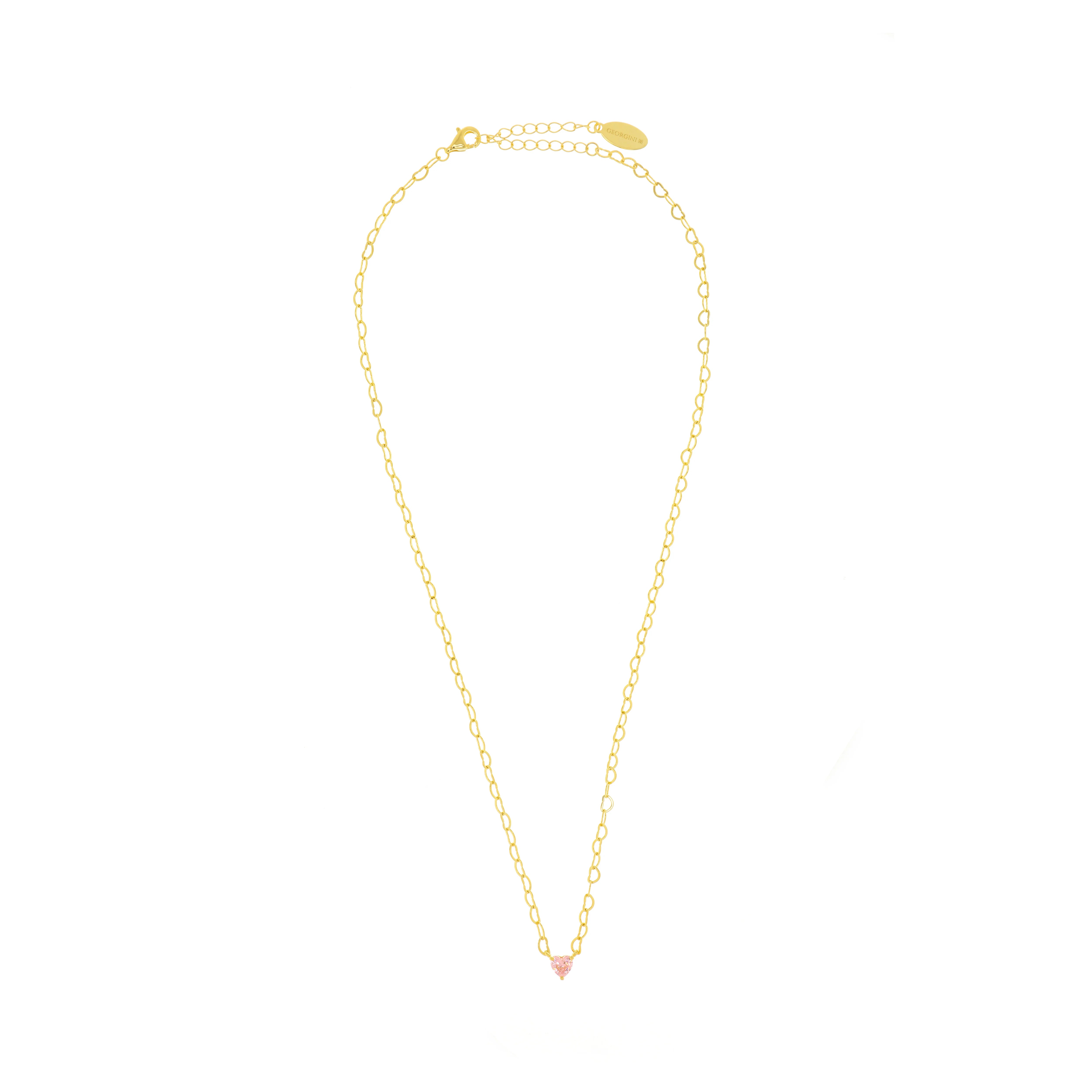 Georgini Sweetheart Heart Chain Necklace Pink Gold