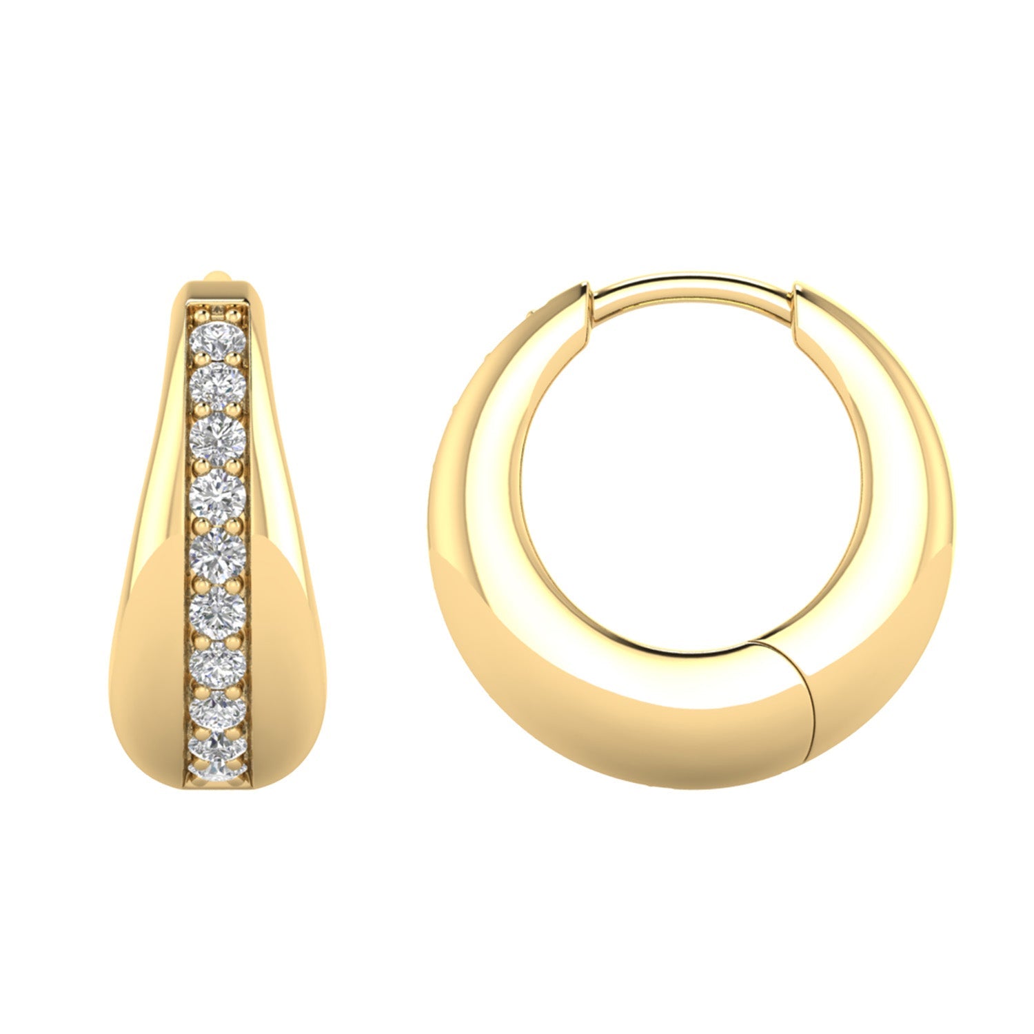 22ct Gold Vermeil 0.30ct Lab Grown Diamond 14.7mm Hoop Earrings