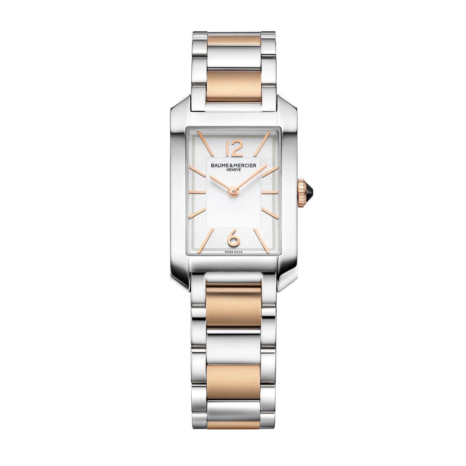 Baume & Mercier Hampton 10751 Quartz, Steel & Steel Pink Gold Capped Women's Watch 35 x 22mm