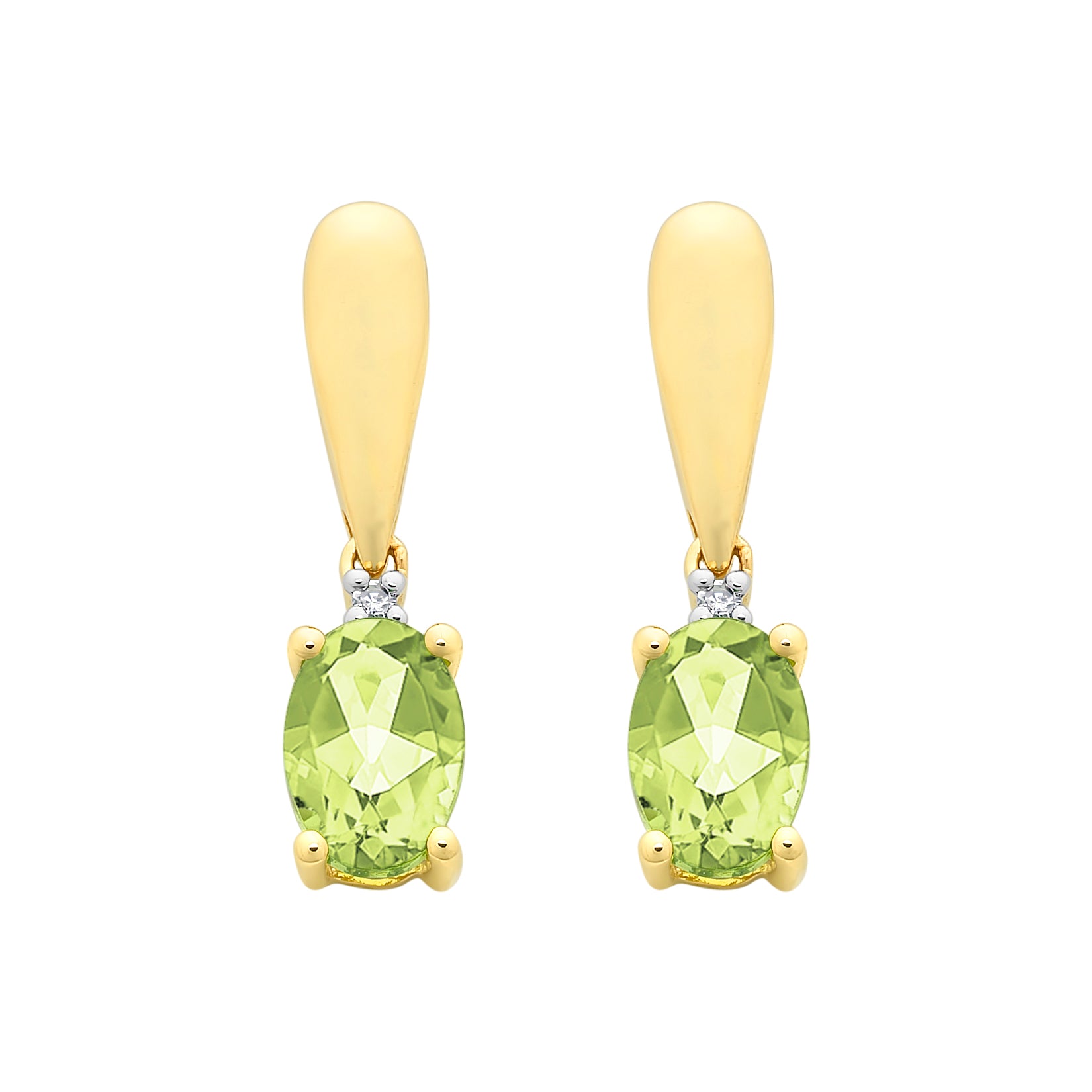 9ct Gold Peridot & Diamond Earrings