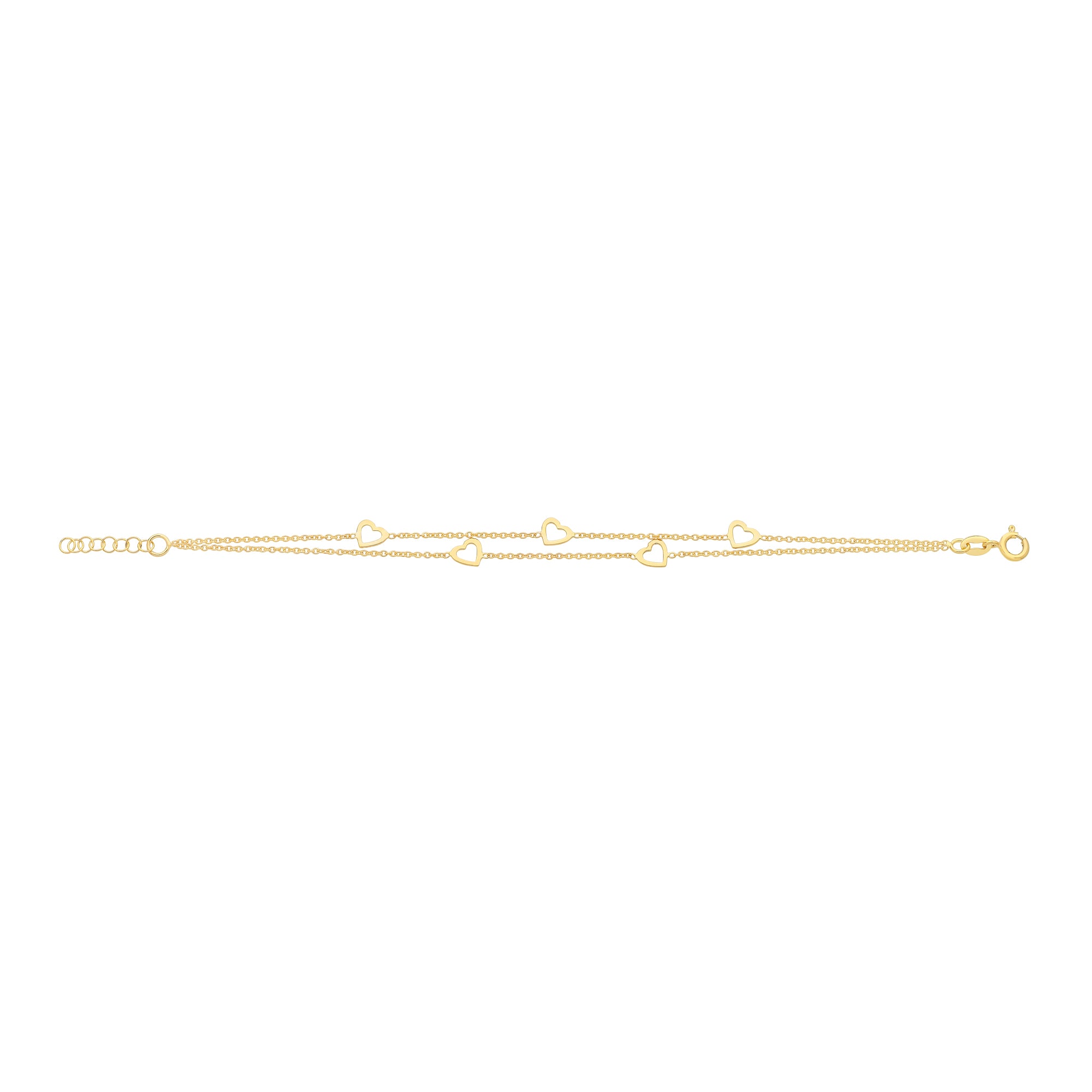 Gold-Plated Sterling Silver Double Row Heart Bracelet