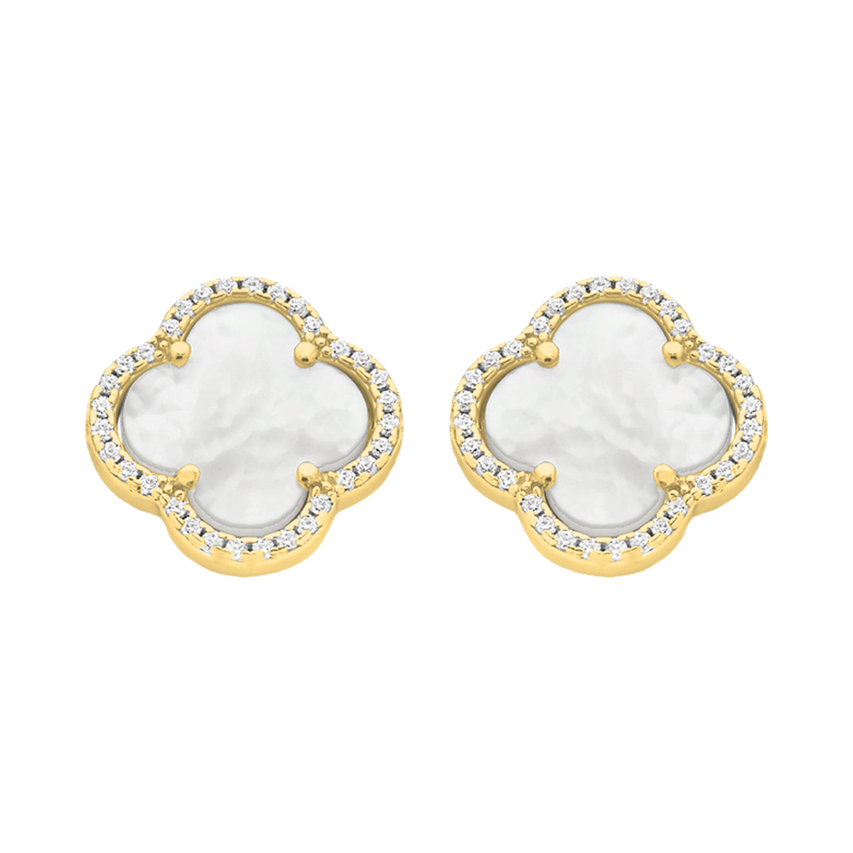 Gold-Plated Sterling Silver Mother Of Pearl & Cubic Zirconia Earrings