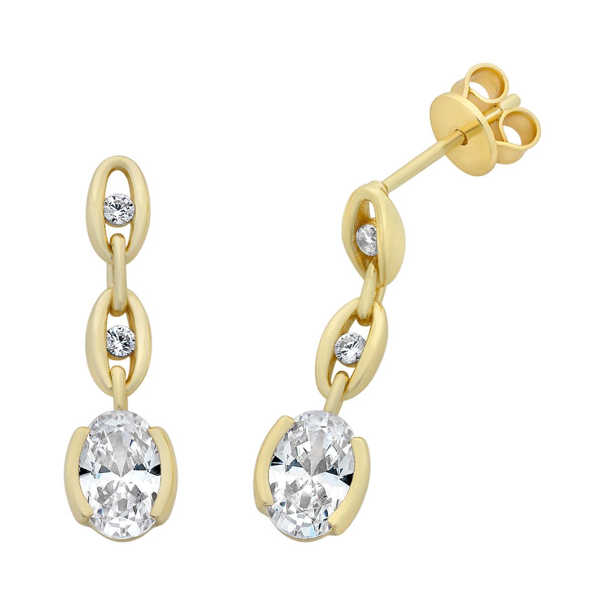 Gold-Plated Sterling Silver Cubic Zirconia Drop Earrings