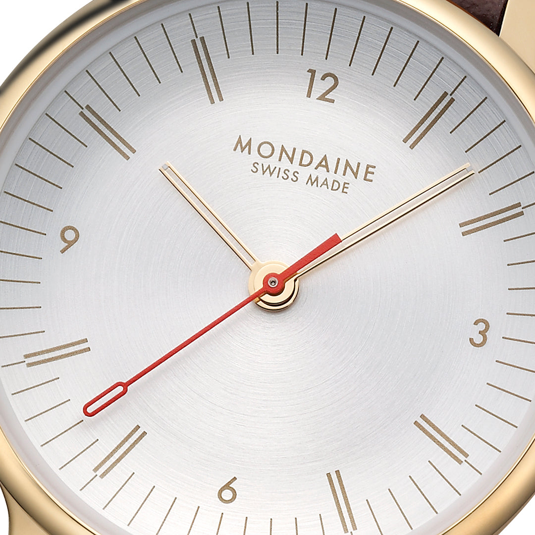 Mondaine Doppio Brown Leather 33mm Watch - MLE.33110.LGV