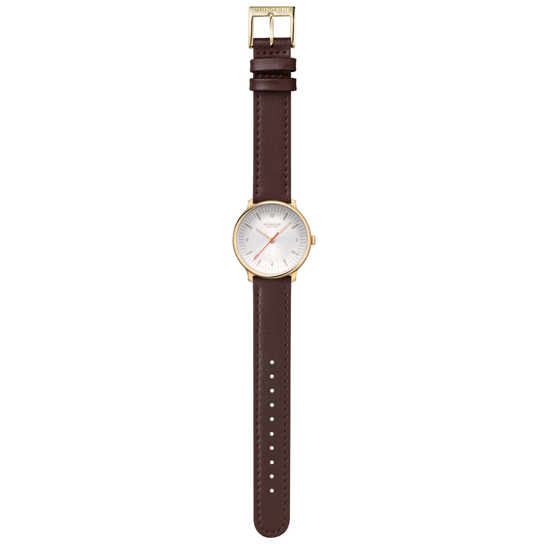 Mondaine Doppio Brown Leather 33mm Watch - MLE.33110.LGV