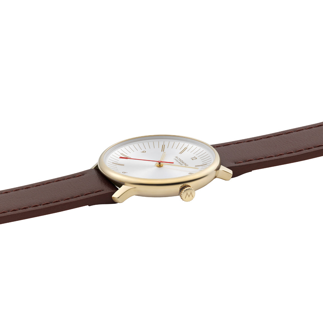 Mondaine Doppio Brown Leather 33mm Watch - MLE.33110.LGV