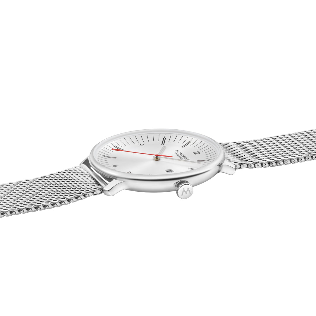 Mondaine Doppio Stainless Steel 41mm Watch - MLE.41210.SM