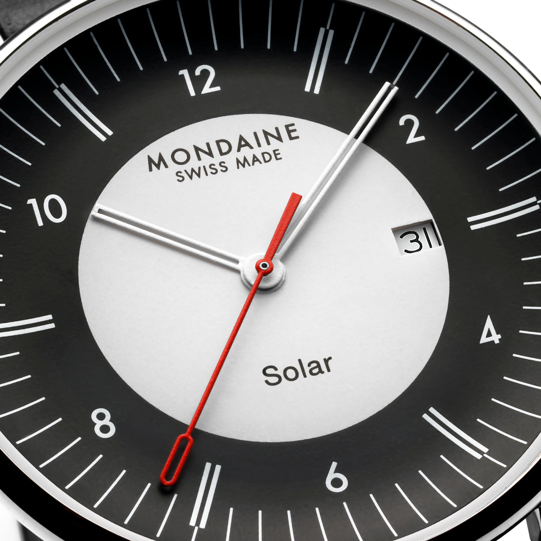 Mondaine Doppio Solar Black Dial Vegan Leather 41mm Watch - MLE.41920.LBV