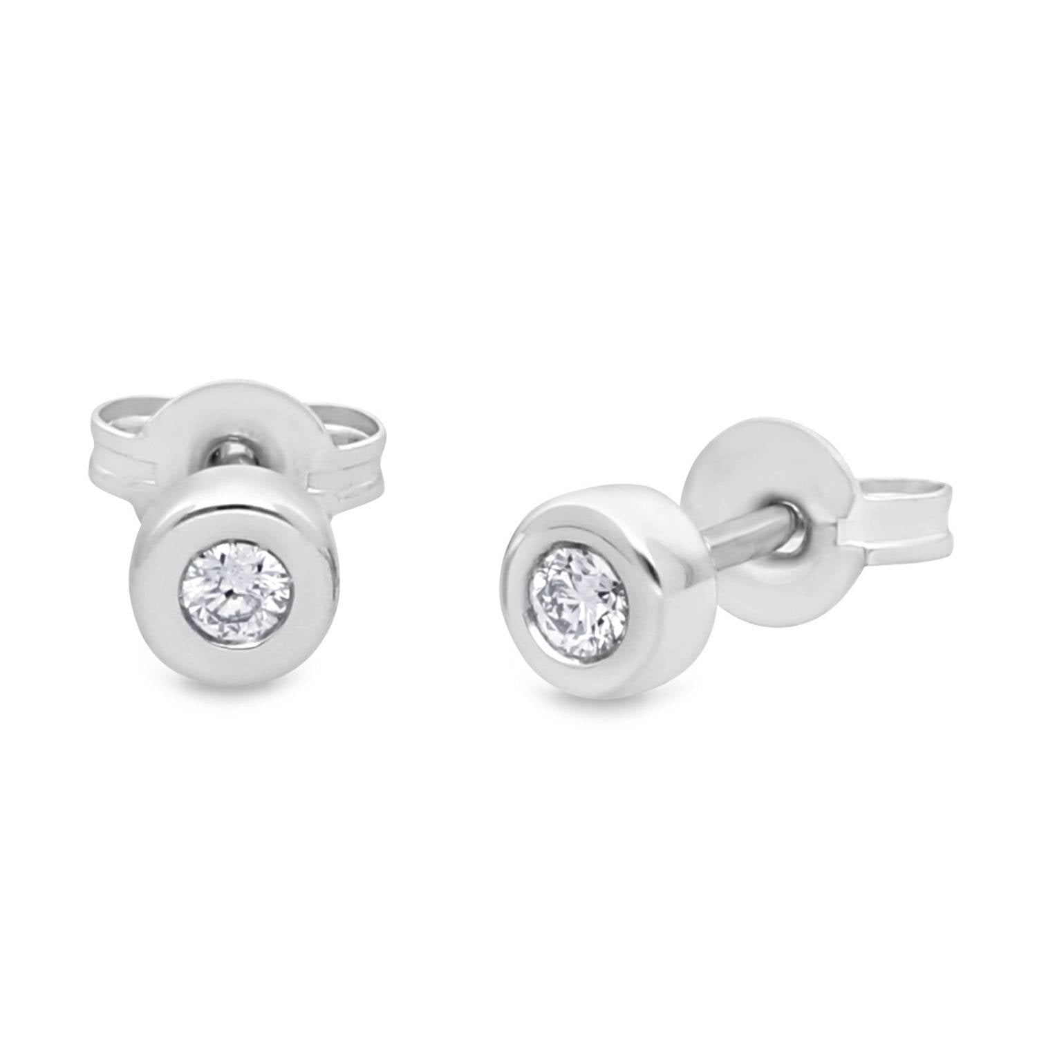 Bezel set diamond stud earrings