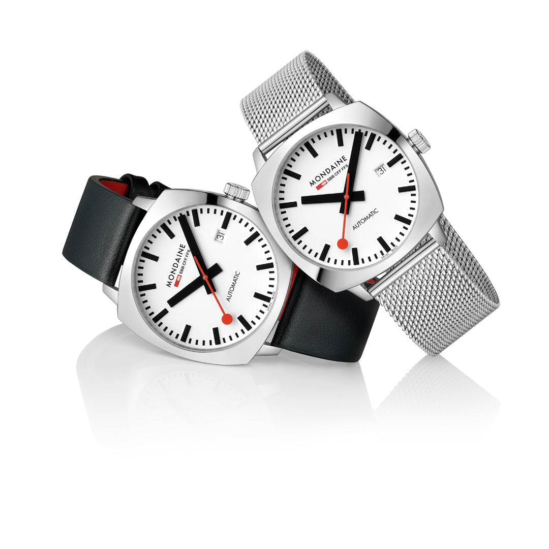 Mondaine Cushion Automatic Black Vegan Leather Watch - MSL.3961B.LBV