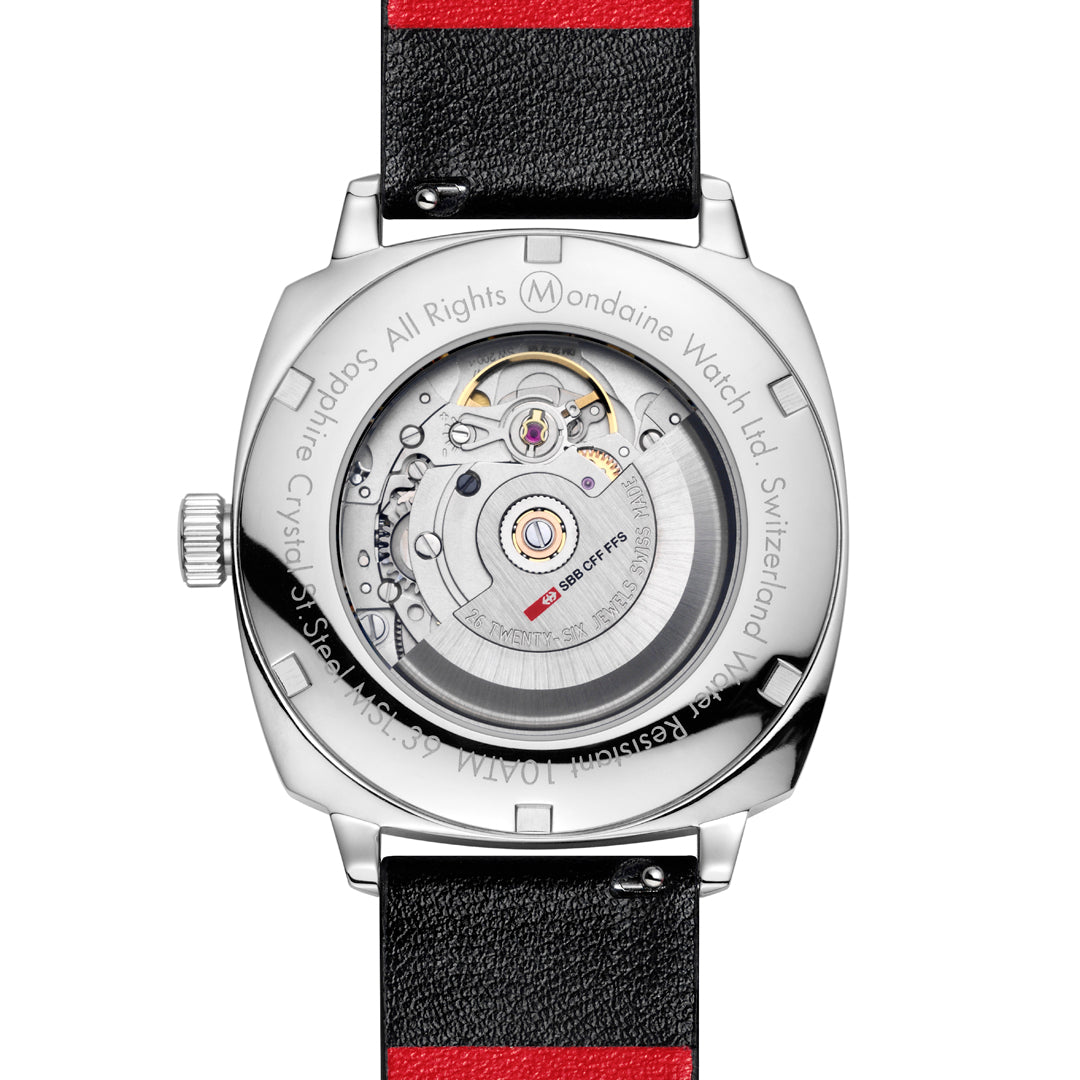 Mondaine Cushion Automatic Black Vegan Leather Watch - MSL.3961B.LBV