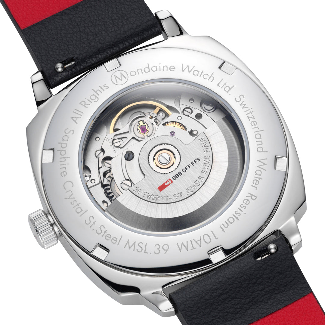 Mondaine Cushion Automatic Black Vegan Leather Watch - MSL.3961B.LBV