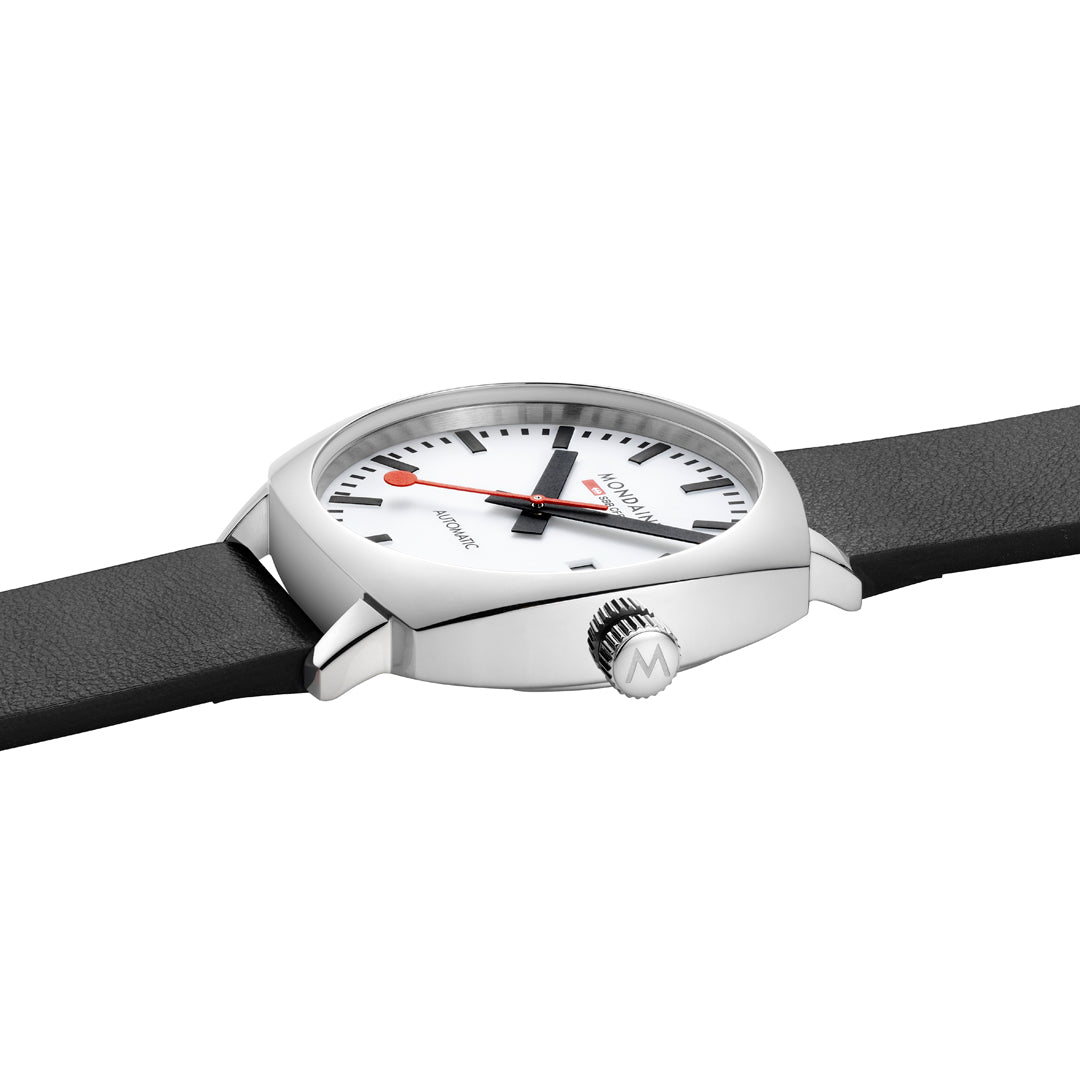 Mondaine Cushion Automatic Black Vegan Leather Watch - MSL.3961B.LBV