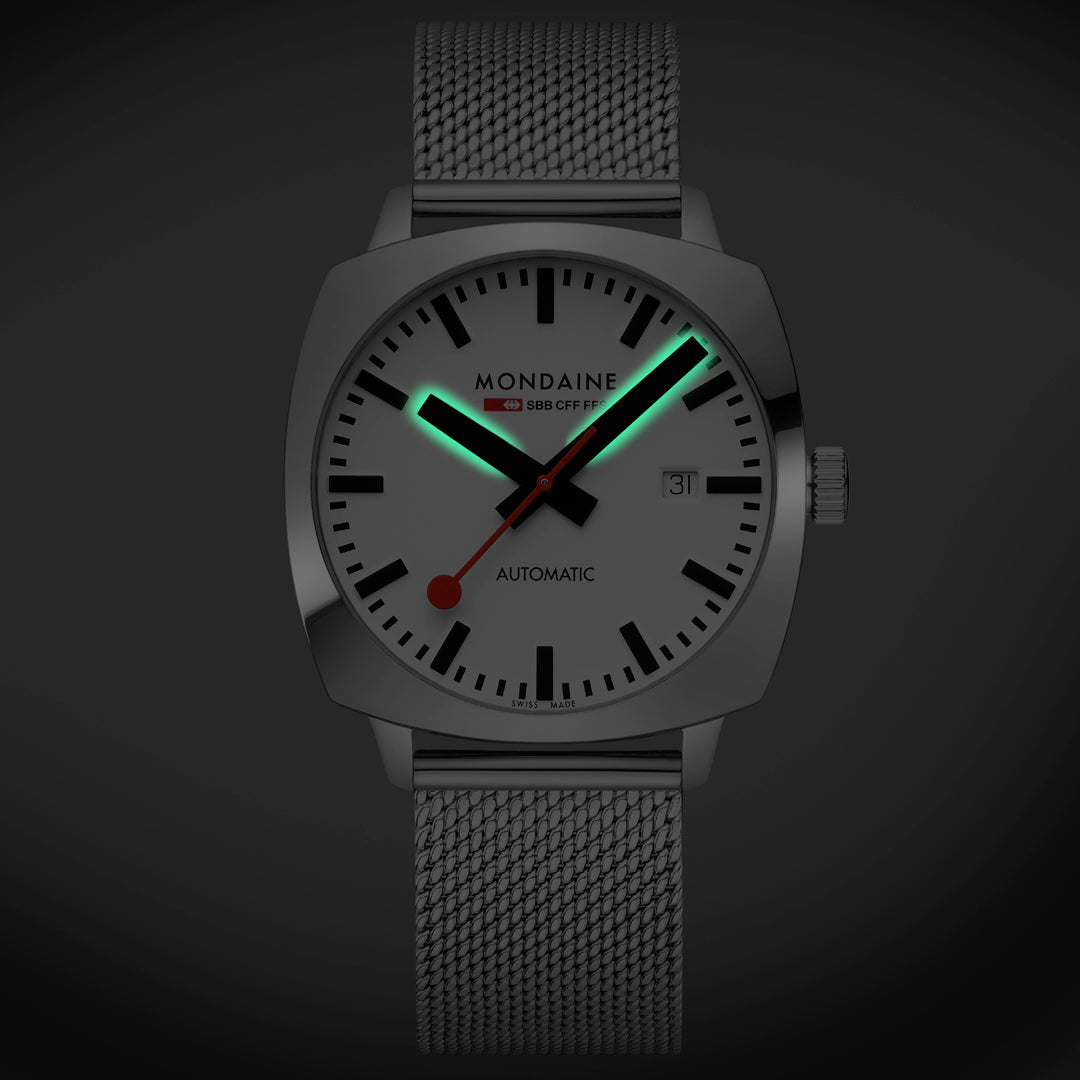 Mondaine Cushion Automatic Stainless Steel Watch - MSL.3961B.SM