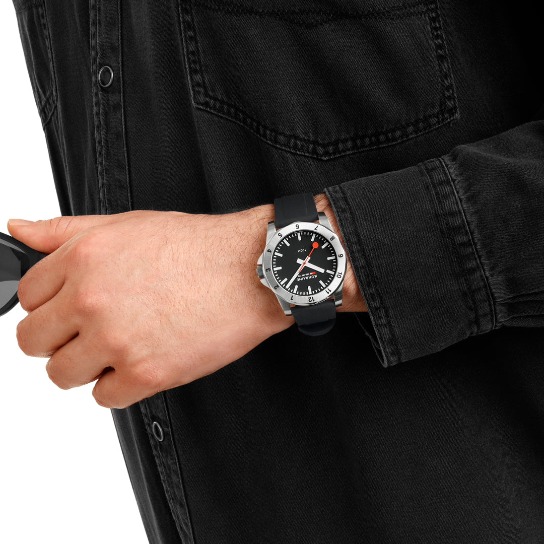 Mondaine Numeri Black Silicon 42mm Watch - MSN.42120.RB