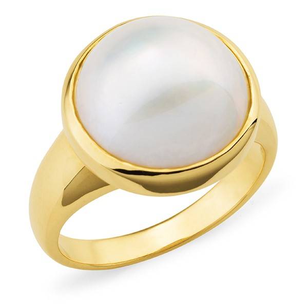 Mabe bezel set pearl ring