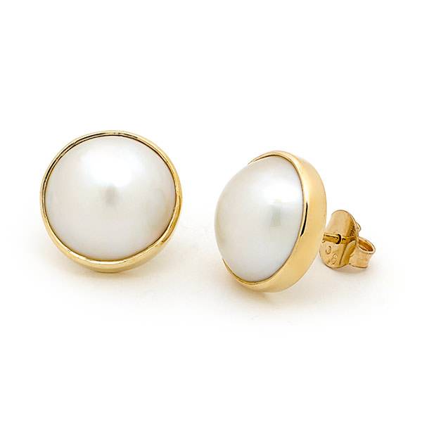 Mabe pearl bezel set stud earrings