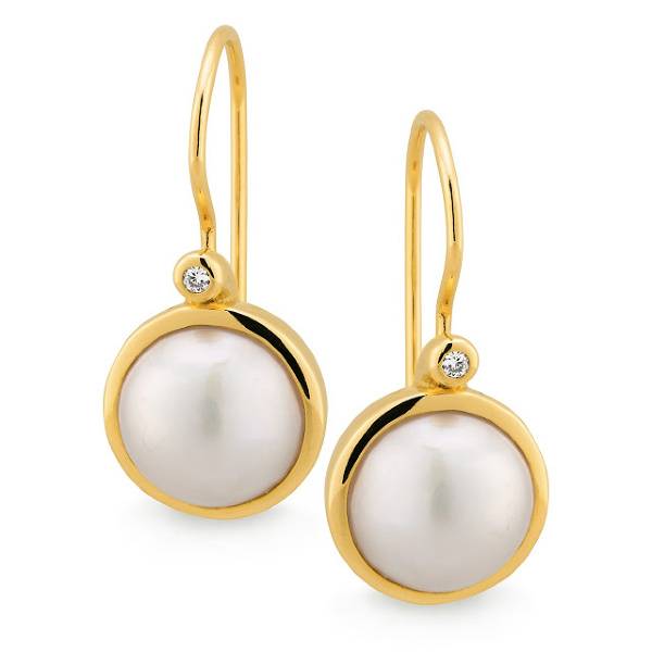 Mabe pearl & diamond drop earrings.