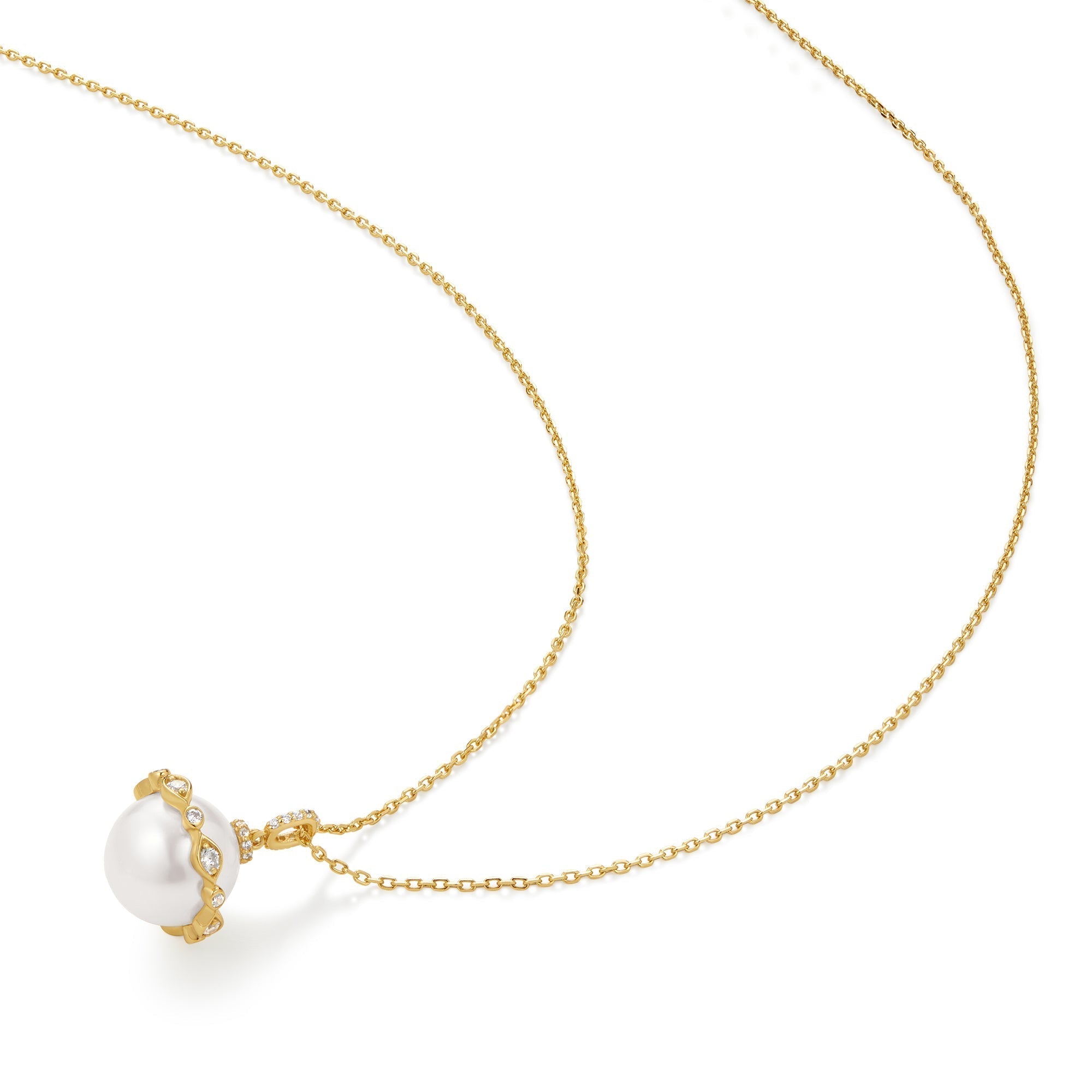 Ania Haie Gold Shell Pearl Halo Evil-Eye Necklace