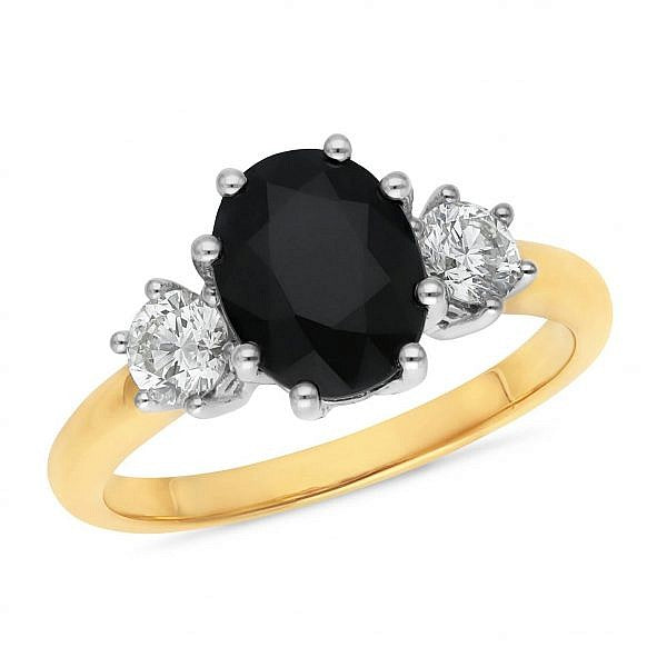 Oval sapphire & diamond fancy claw ring