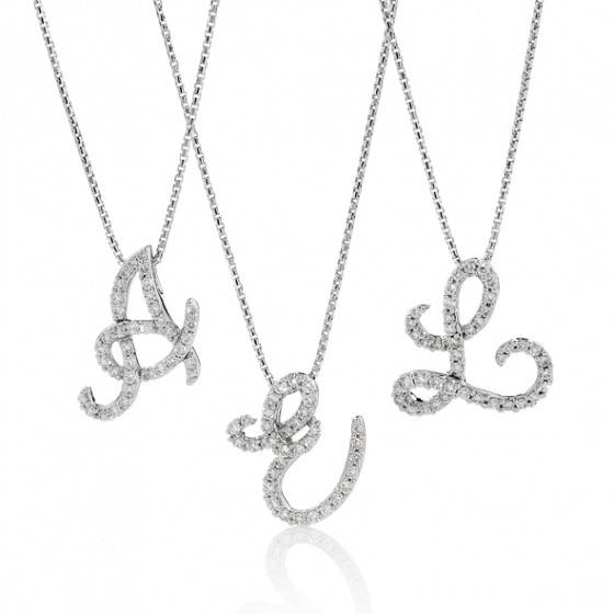 Diamond initial pendants