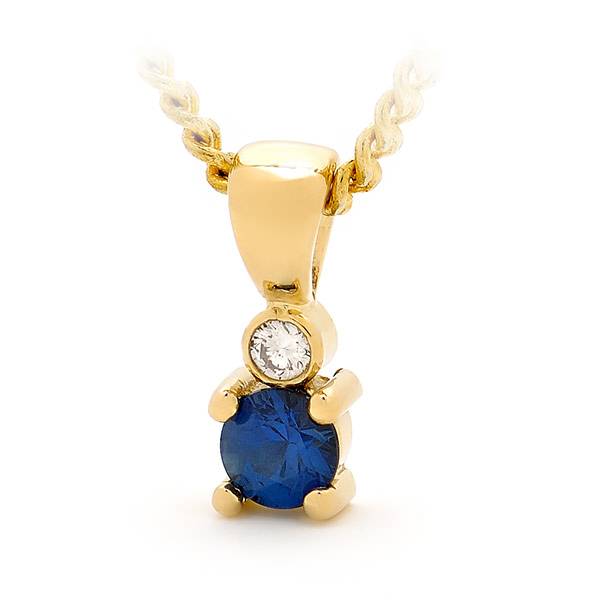 Brilliant Cut Created Sapphire & Diamond Pendant