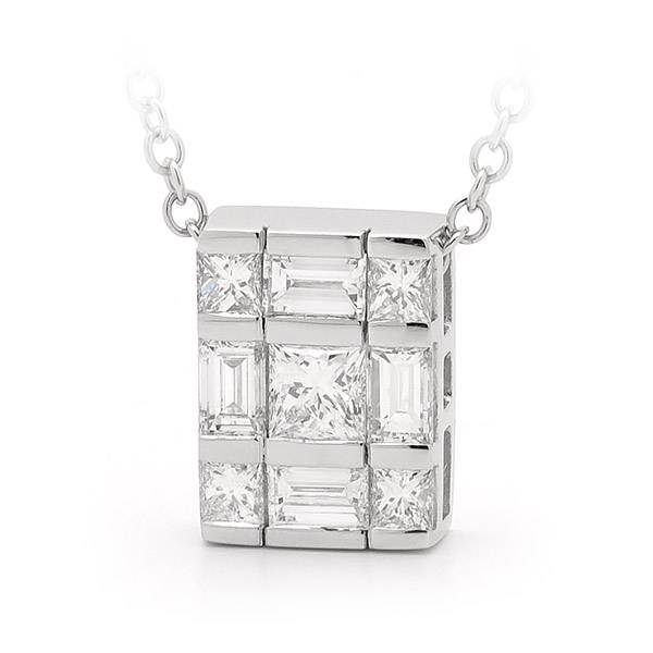 Princess & baguette cut diamond pendant