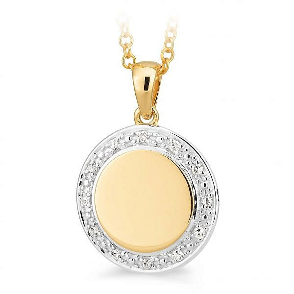 gold & diamond disc pendant