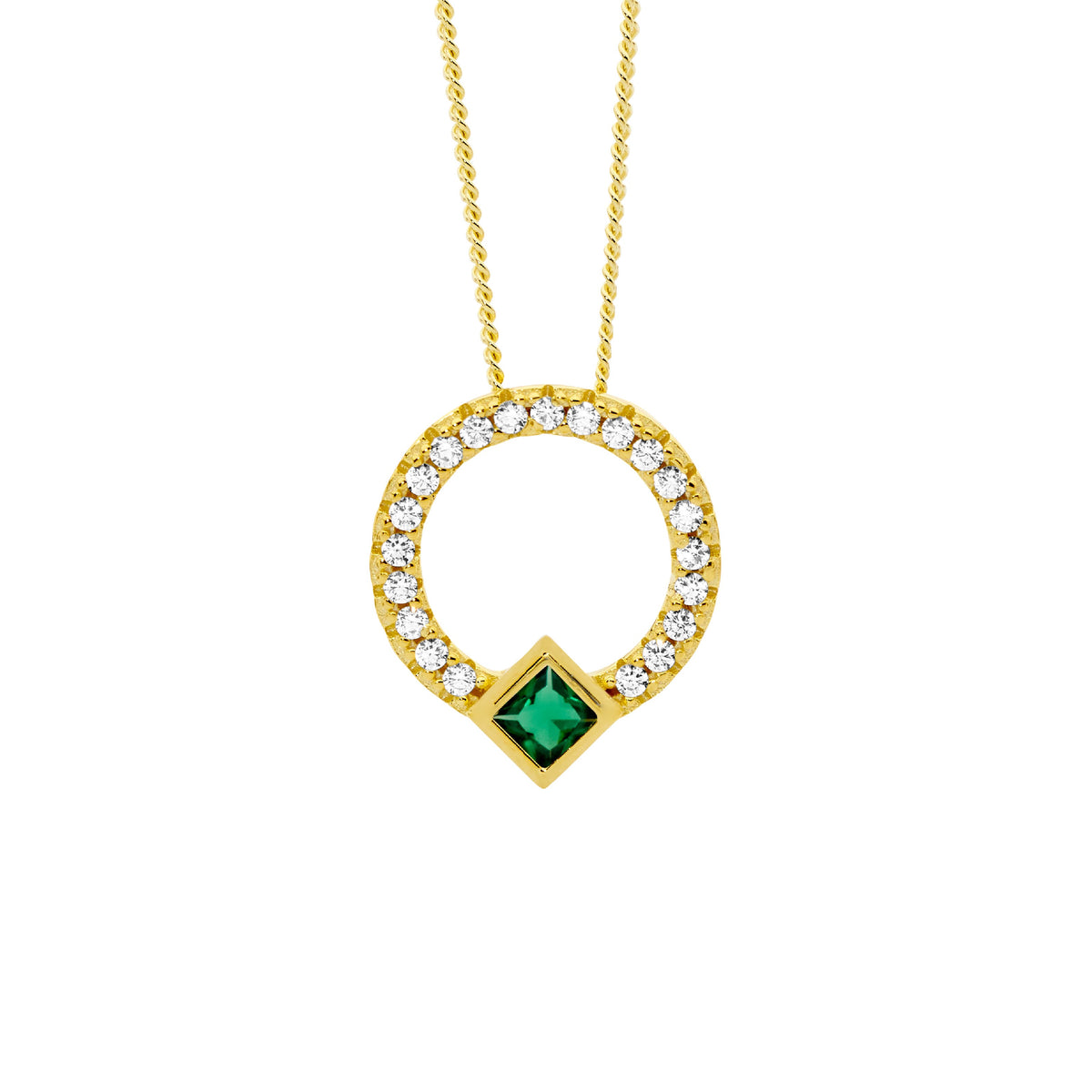 Gold Plated Sterling Silver Cubic Zirconia Pendant