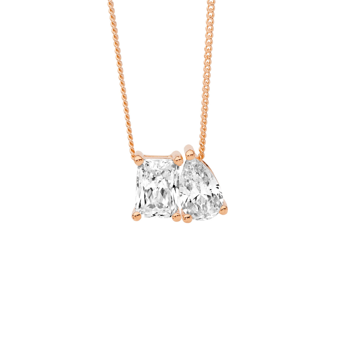 Rose Gold Plated Sterling Silver Cubic Zirconia Pendant