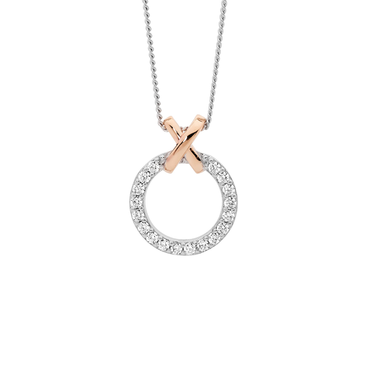 Rose Gold Plated Sterling Silver Cubic Zirconia Pendant
