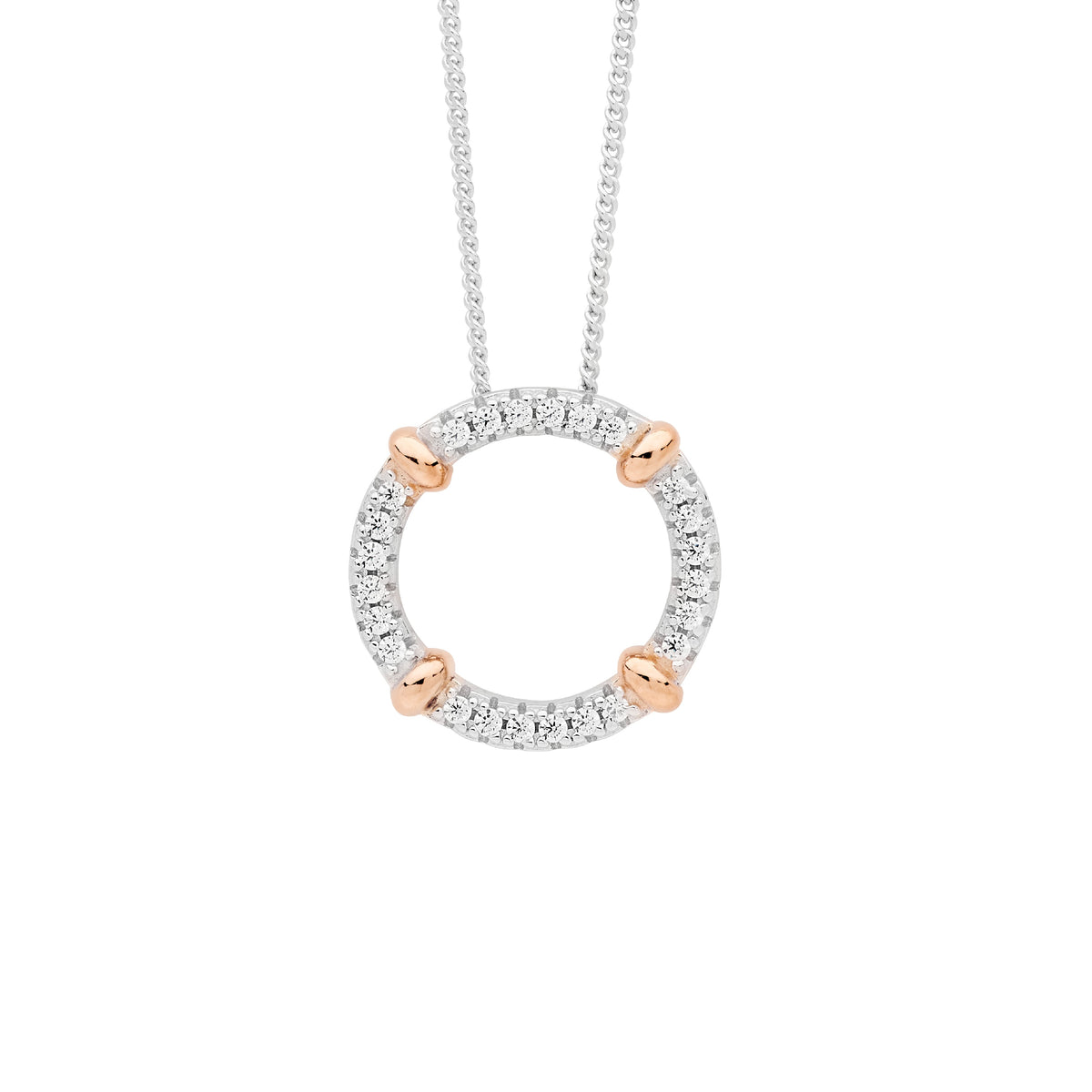 Rose Gold Plated Sterling Silver Cubic Zirconia Pendant