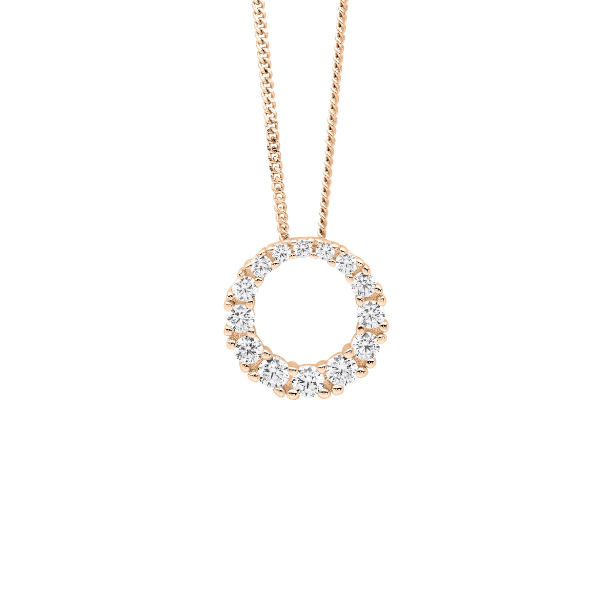 Rose Gold Plated Sterling Silver Cubic Zirconia Pendant