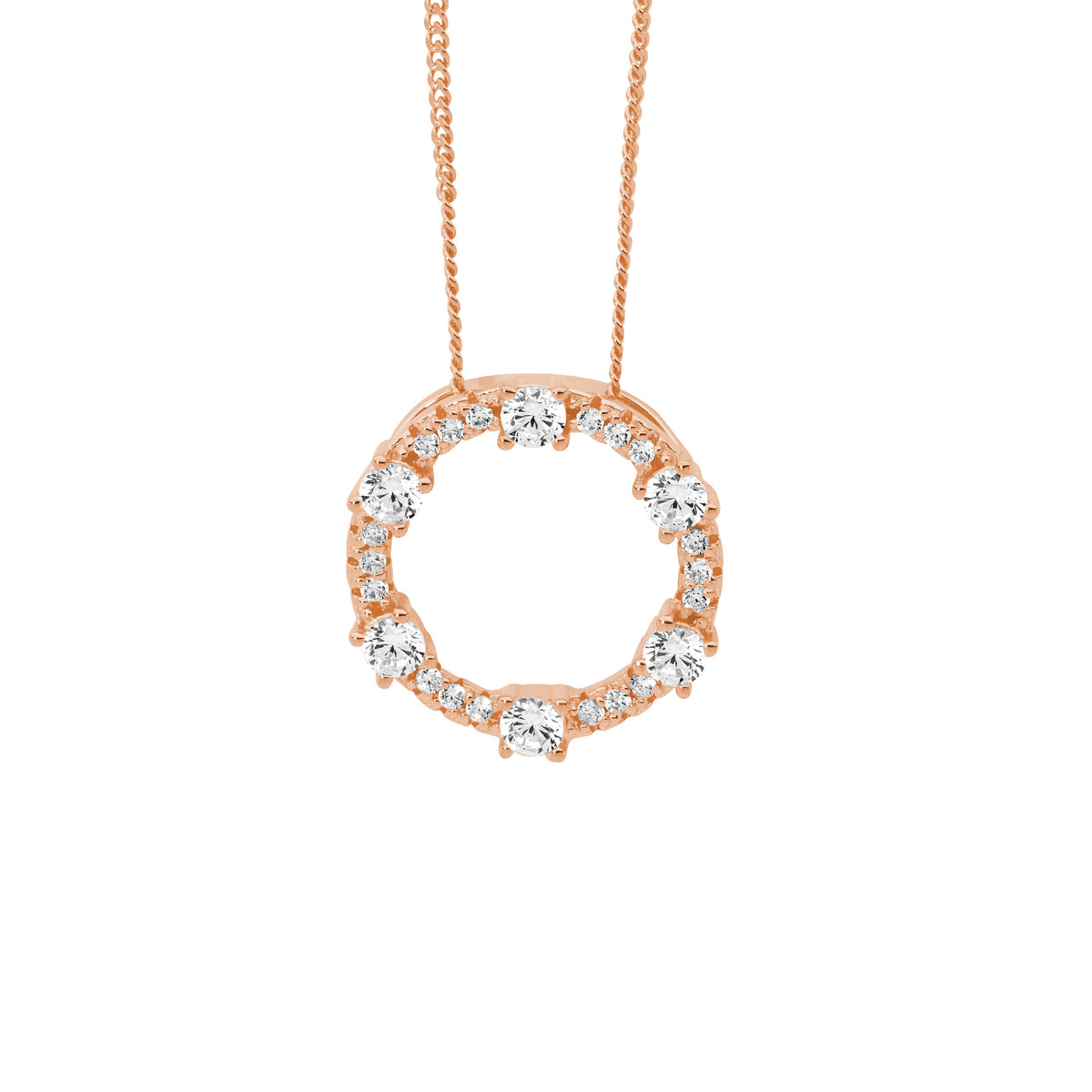 Rose Gold Plated Sterling Silver Cubic Zirconia Pendant