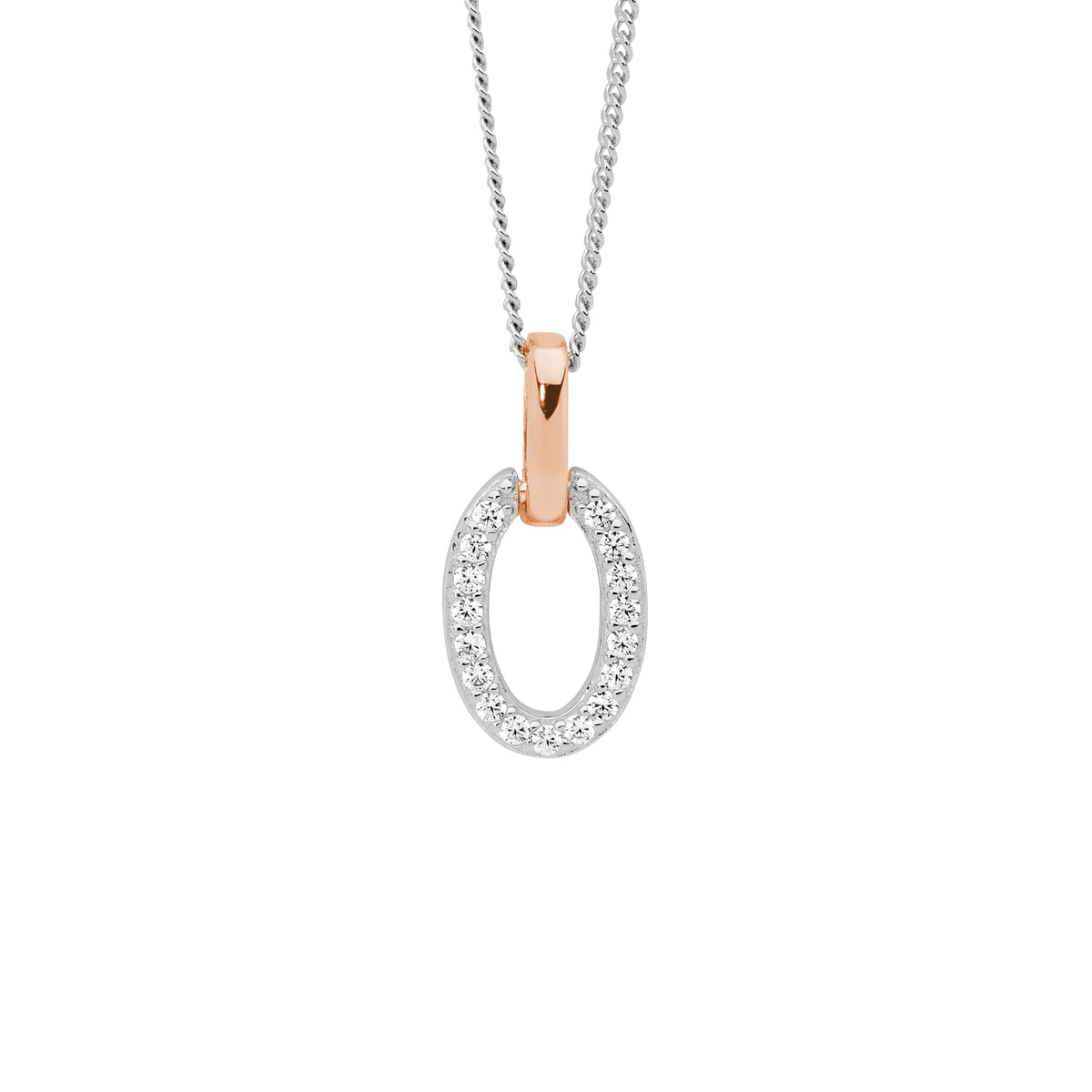 Rose Gold Plated Sterling Silver Cubic Zirconia Pendant
