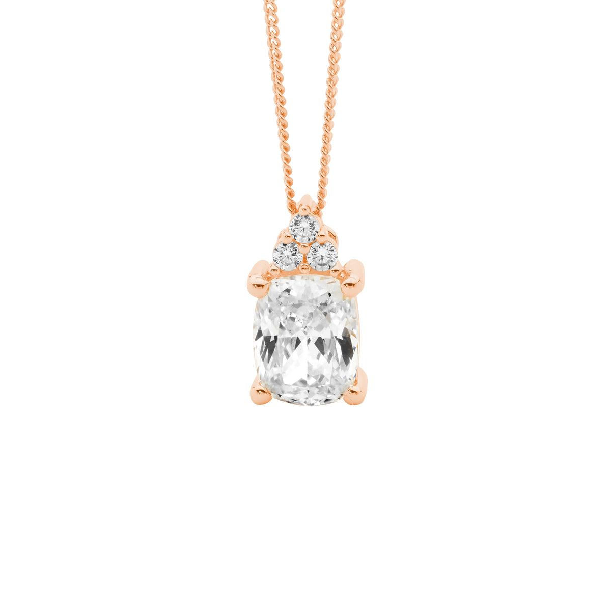 Rose Gold Plated Sterling Silver Cubic Zirconia Pendant
