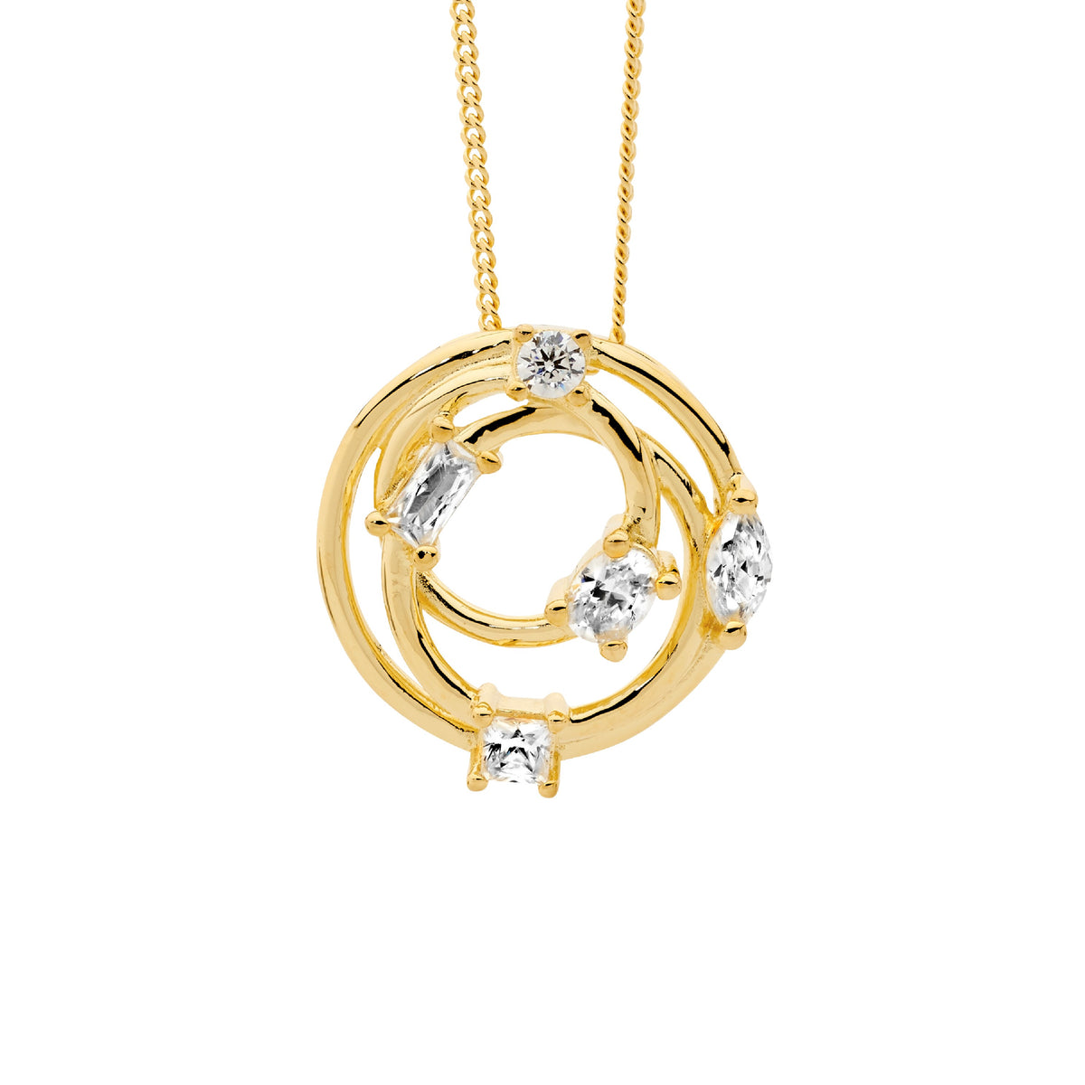 Gold Plated Sterling Silver Cubic Zirconia Pendant