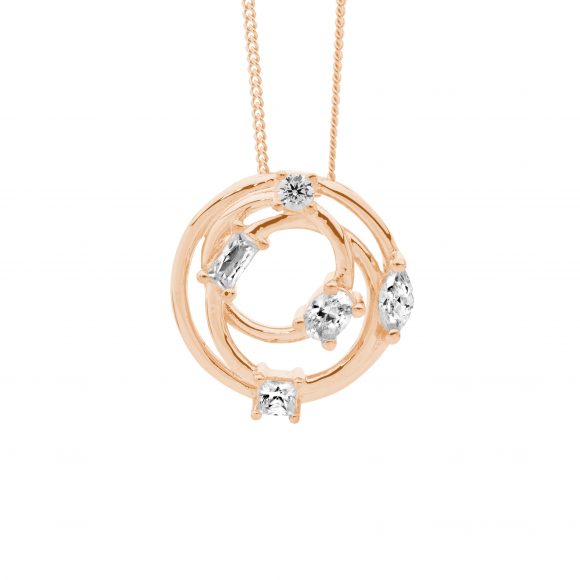 Rose Gold Plated Sterling Silver Cubic Zirconia Pendant