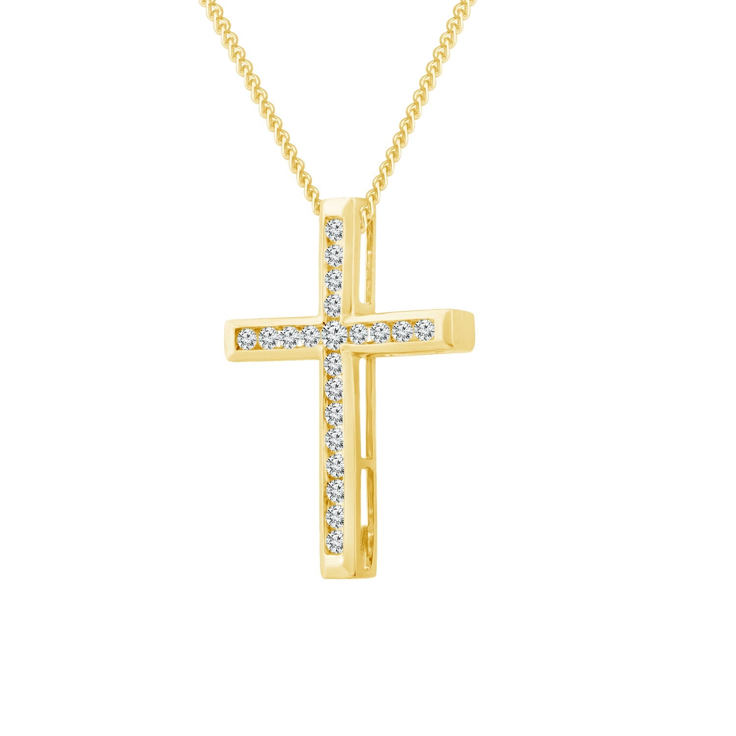 Diamond Cross Pendant with 0.25ct Diamonds in 9ct Yellow Gold - PC-0187-Y