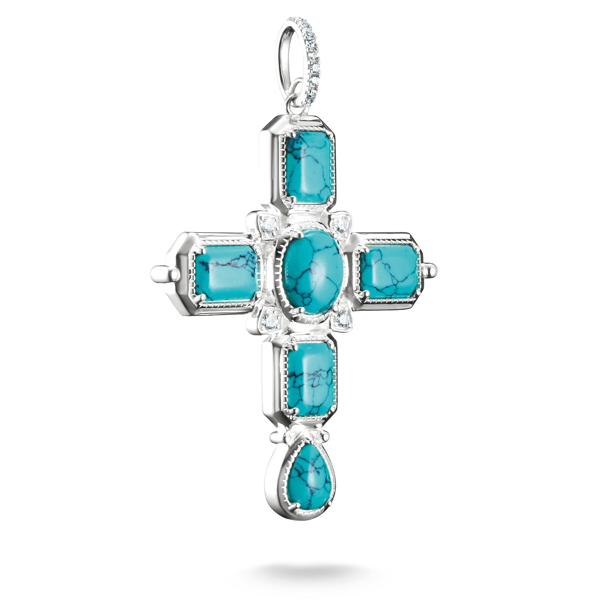 THOMAS SABO Cross Pendant with Turquoise Zirconia Stones