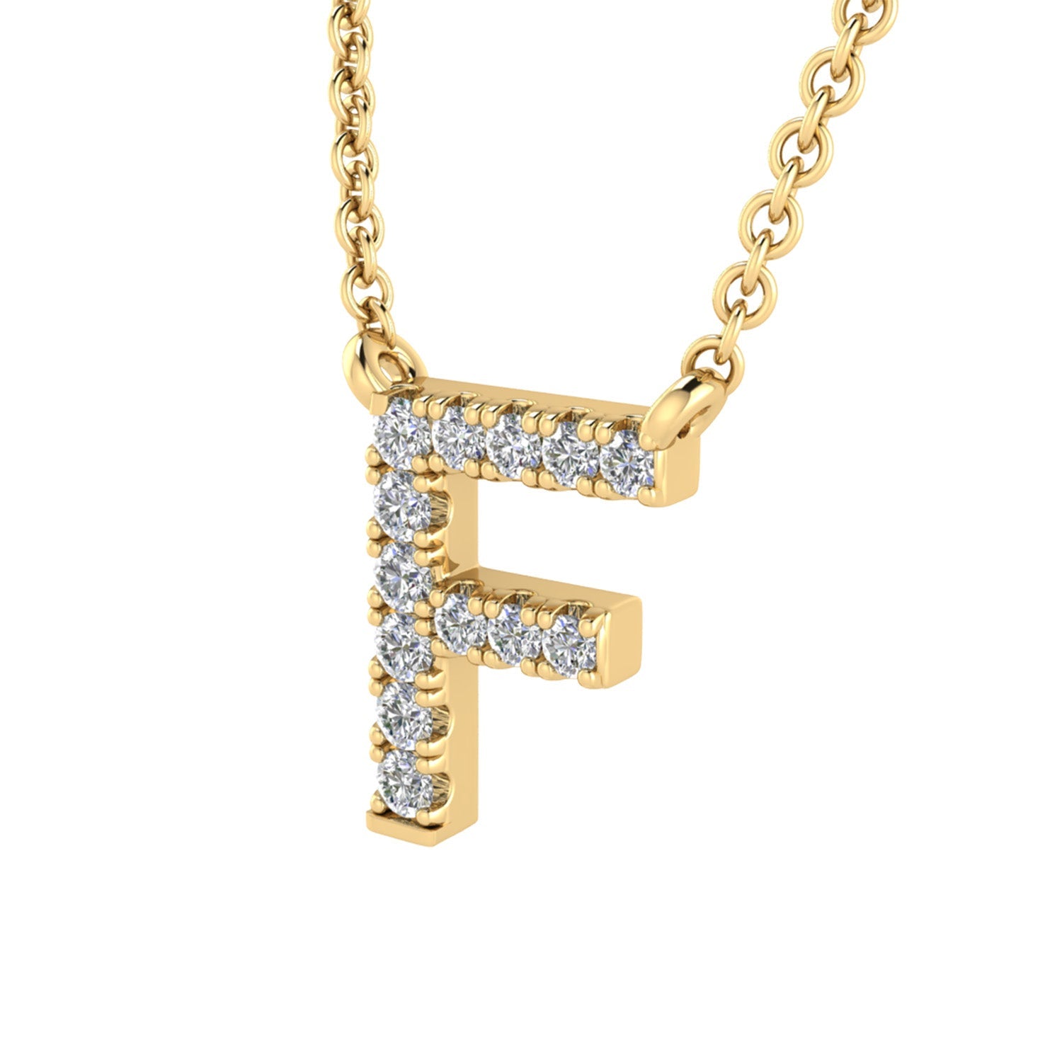 9ct Yellow Gold Diamond Initial 'F' Necklace