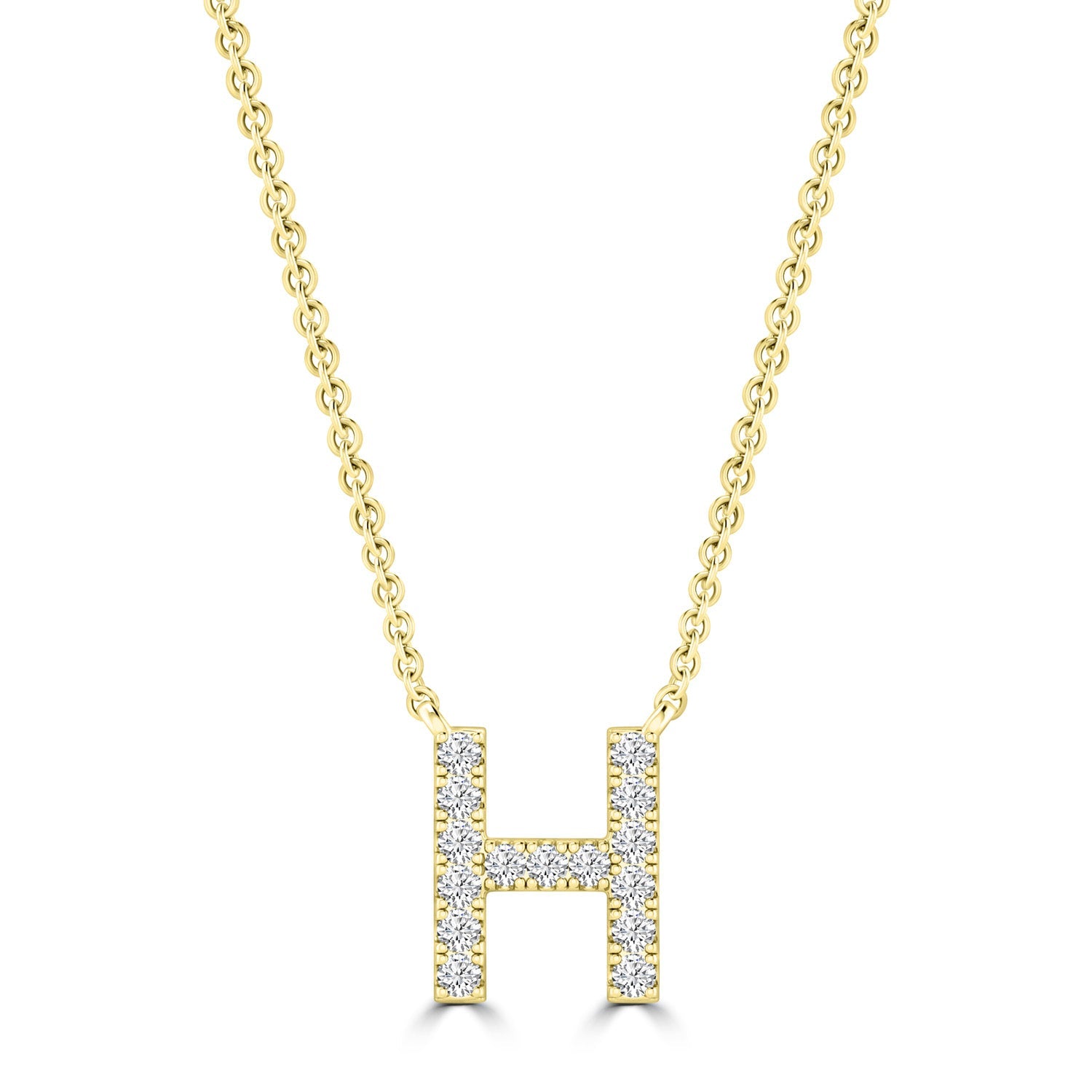 9ct Yellow Gold Diamond Initial 'H' Necklace