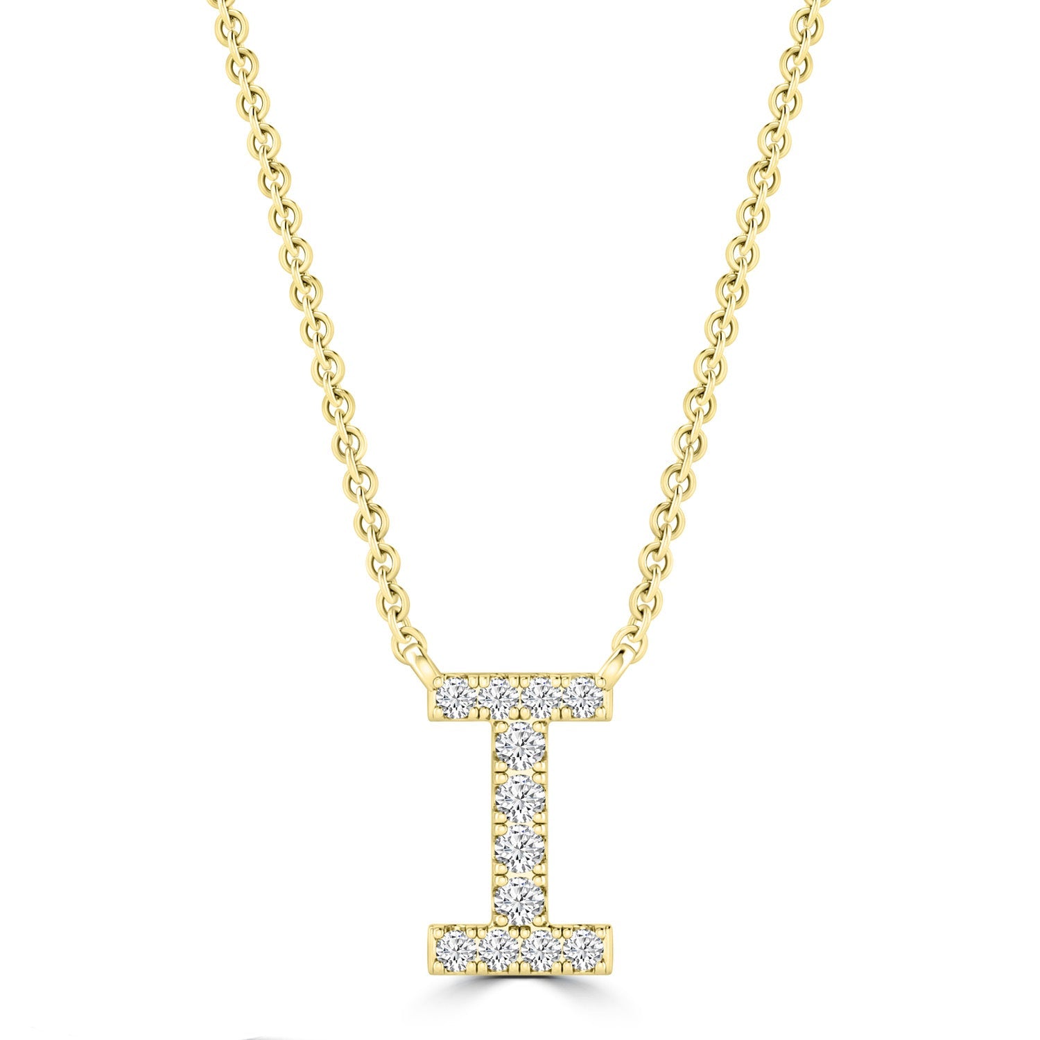 9ct Yellow Gold Diamond Initial 'I' Necklace