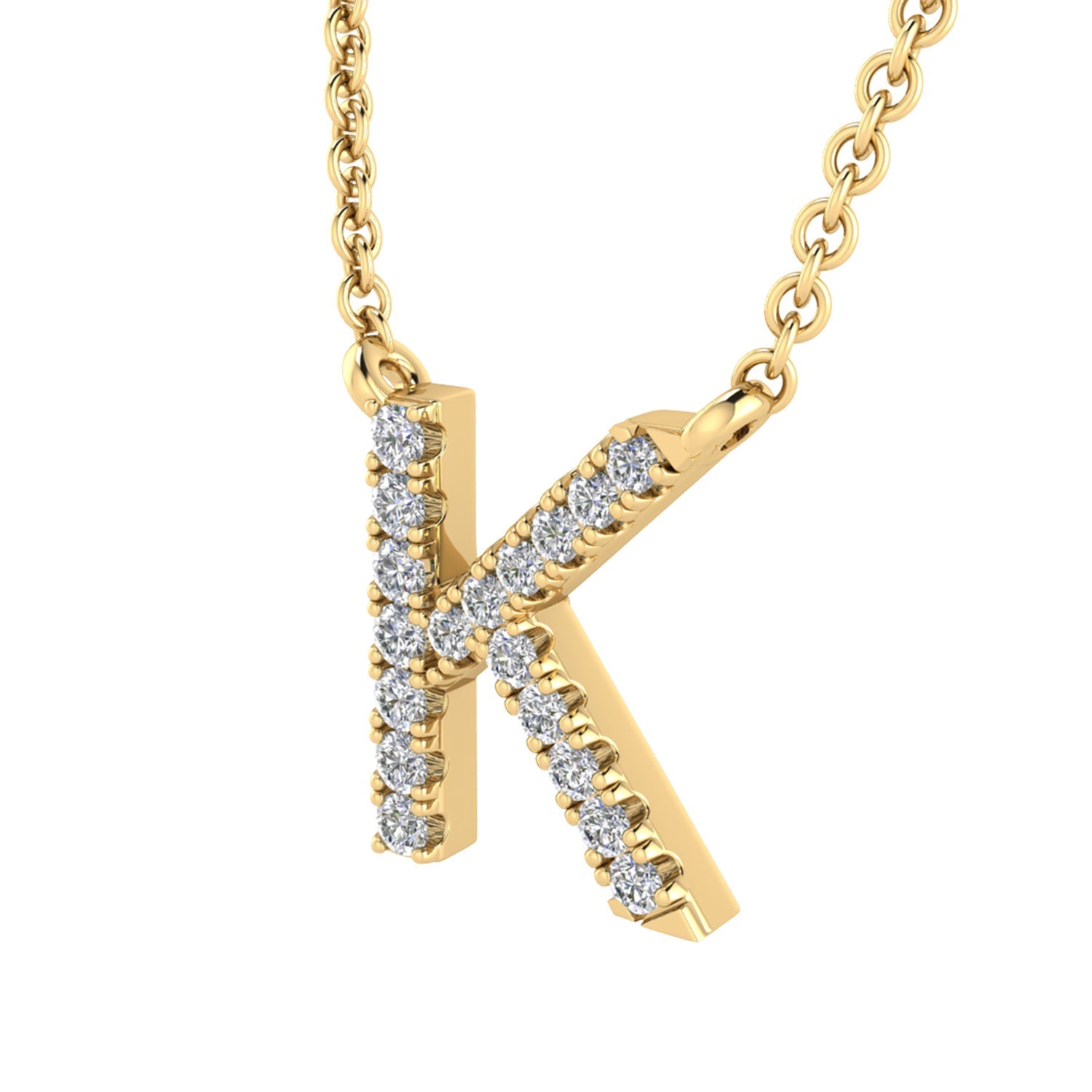 9ct Yellow Gold Diamond Initial 'K' Necklace