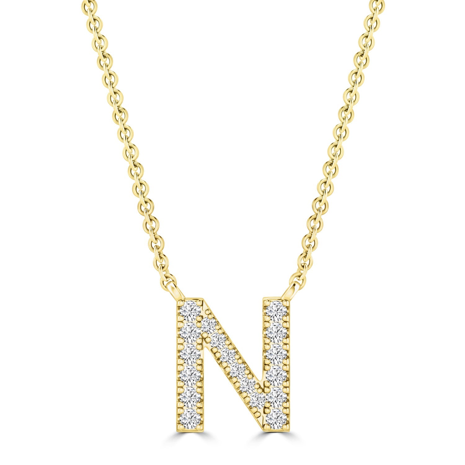 9ct Yellow Gold Diamond Initial 'N' Necklace