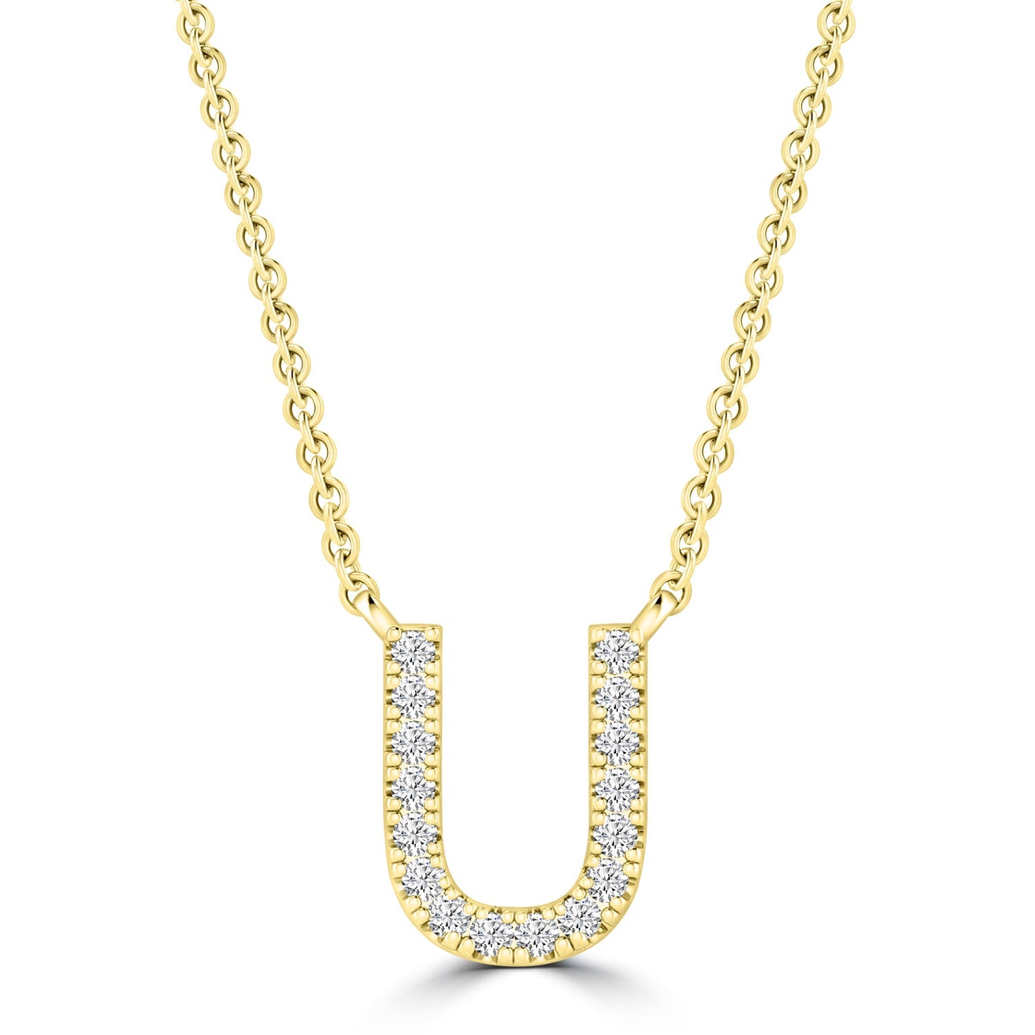 9ct Yellow Gold Diamond Initial 'U' Necklace