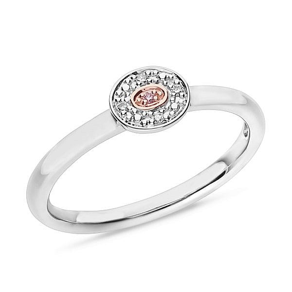Pink & White diamond horizontal halo ring