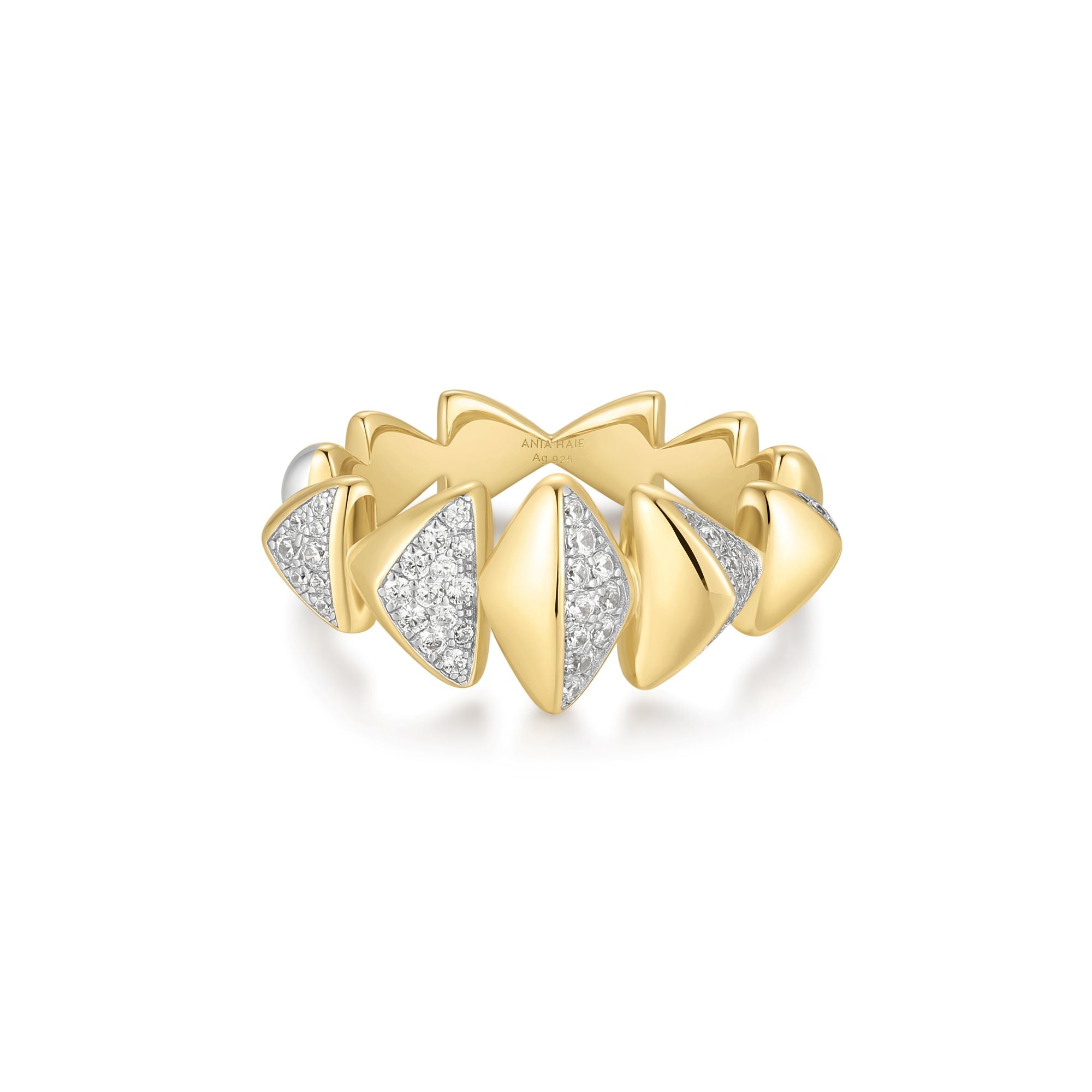 Ania Haie Two-Tone Sparkling Bold Puffy Spike Ring