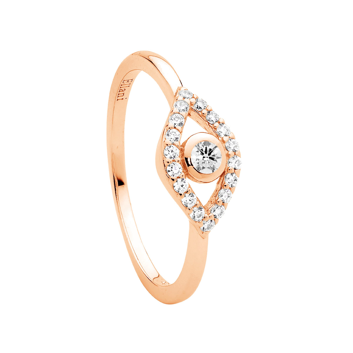 Rose Gold Plated Sterling Silver Cubic Zirconia Ring